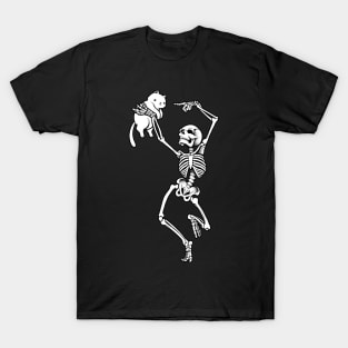 Dancing Skeleton With a Cat T-Shirt